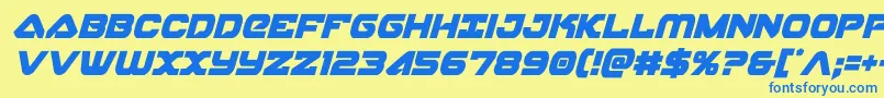 skyhawkcondital Font – Blue Fonts on Yellow Background