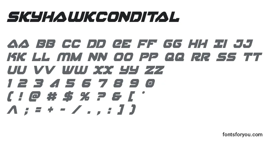 Czcionka Skyhawkcondital (141127) – alfabet, cyfry, specjalne znaki