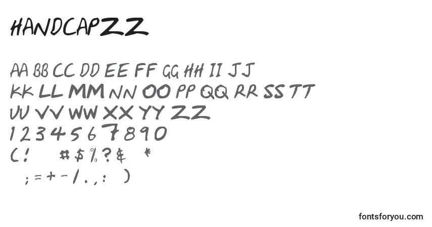 Czcionka Handcapzz – alfabet, cyfry, specjalne znaki