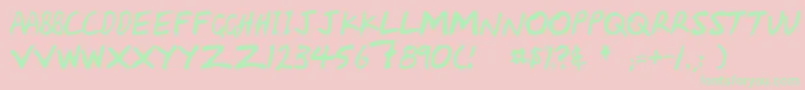 Handcapzz-Schriftart – Grüne Schriften auf rosa Hintergrund
