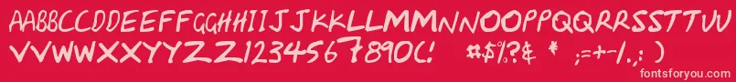 Handcapzz Font – Pink Fonts on Red Background
