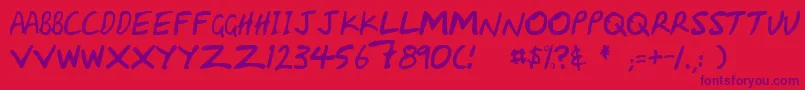 Handcapzz Font – Purple Fonts on Red Background