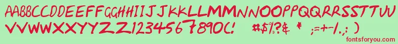Handcapzz Font – Red Fonts on Green Background