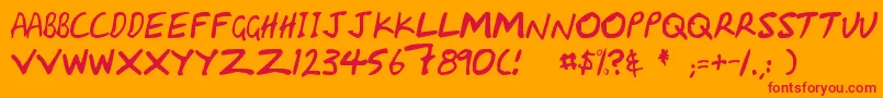 Handcapzz Font – Red Fonts on Orange Background