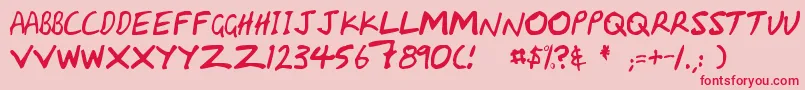 Handcapzz Font – Red Fonts on Pink Background