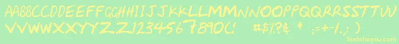 Handcapzz Font – Yellow Fonts on Green Background