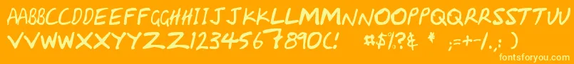 Handcapzz Font – Yellow Fonts on Orange Background