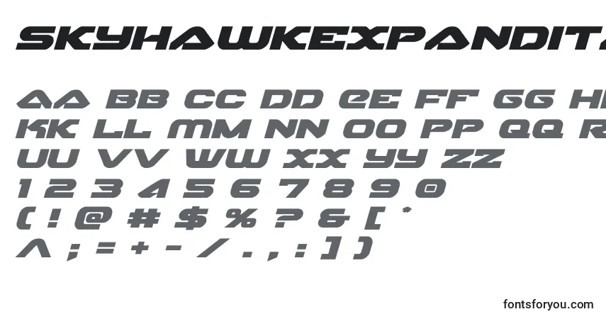 Schriftart Skyhawkexpandital (141130) – Alphabet, Zahlen, spezielle Symbole