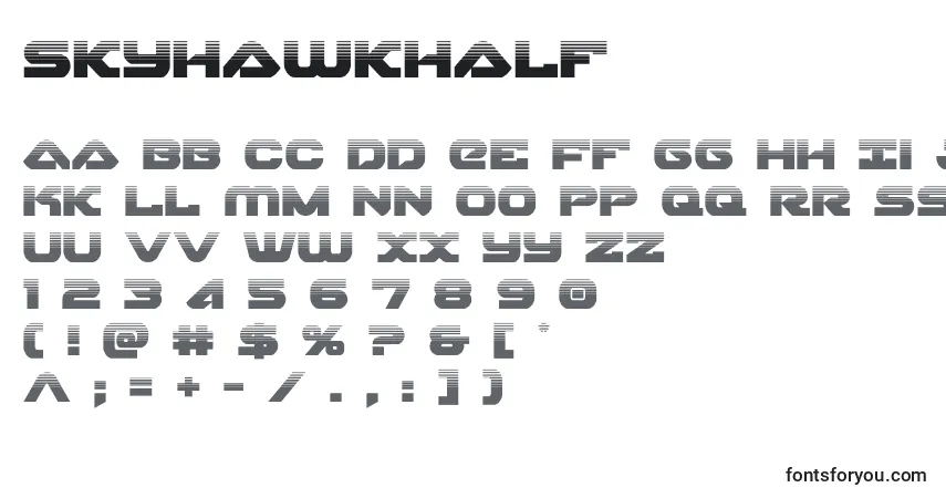 Schriftart Skyhawkhalf (141132) – Alphabet, Zahlen, spezielle Symbole