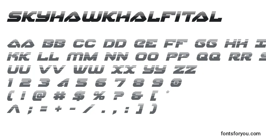 Schriftart Skyhawkhalfital (141135) – Alphabet, Zahlen, spezielle Symbole