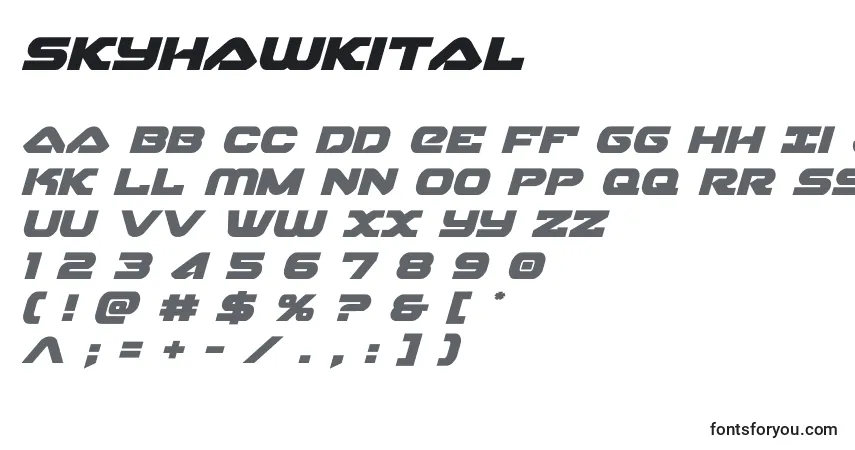 Шрифт Skyhawkital (141136) – алфавит, цифры, специальные символы