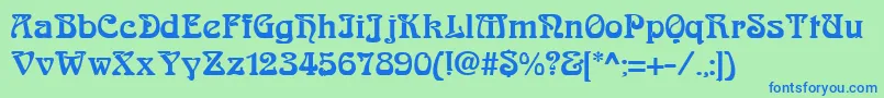 AskedalRegular Font – Blue Fonts on Green Background