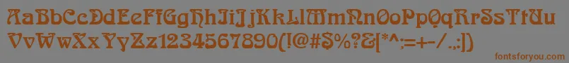 フォントAskedalRegular – 茶色の文字が灰色の背景にあります。