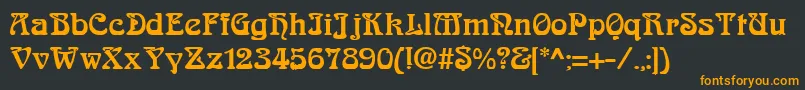 フォントAskedalRegular – 黒い背景にオレンジの文字