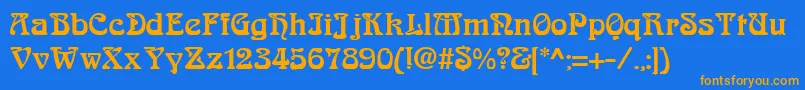 AskedalRegular-fontti – oranssit fontit sinisellä taustalla