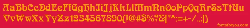 フォントAskedalRegular – 赤い背景にオレンジの文字