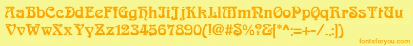 フォントAskedalRegular – オレンジの文字が黄色の背景にあります。