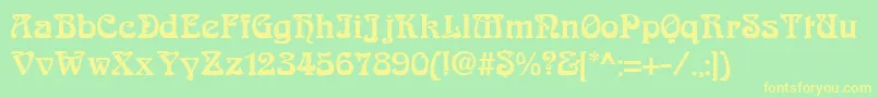 フォントAskedalRegular – 黄色の文字が緑の背景にあります