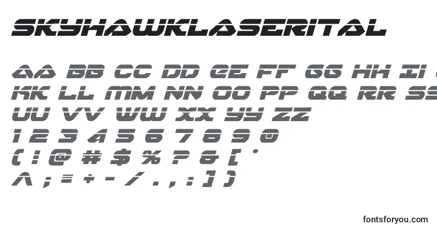 Шрифт Skyhawklaserital (141140) – алфавит, цифры, специальные символы