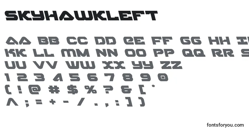 Czcionka Skyhawkleft (141143) – alfabet, cyfry, specjalne znaki