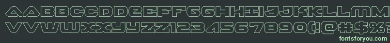 フォントskyhawkout – 黒い背景に緑の文字