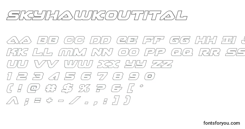 A fonte Skyhawkoutital (141146) – alfabeto, números, caracteres especiais