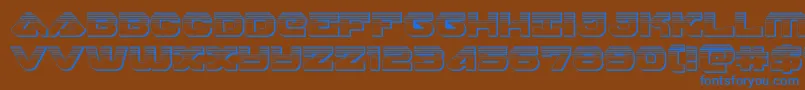skyhawkplat-Schriftart – Blaue Schriften auf braunem Hintergrund