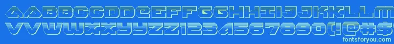 フォントskyhawkplat – 青い背景に緑のフォント