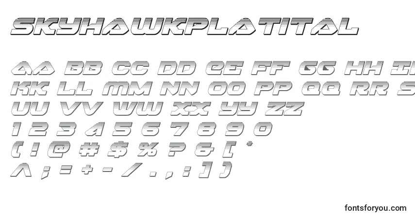 A fonte Skyhawkplatital (141150) – alfabeto, números, caracteres especiais