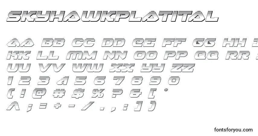 Czcionka Skyhawkplatital (141151) – alfabet, cyfry, specjalne znaki