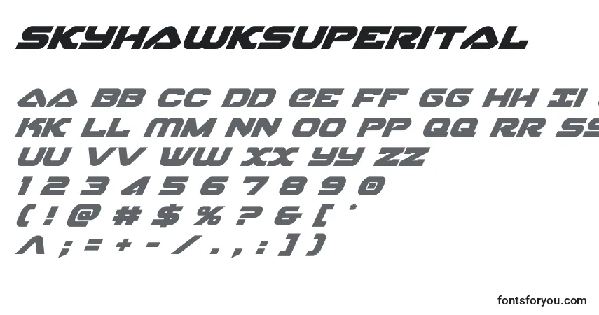 Шрифт Skyhawksuperital (141158) – алфавит, цифры, специальные символы