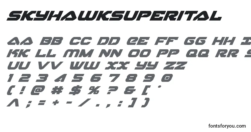 Skyhawksuperital (141159)フォント–アルファベット、数字、特殊文字