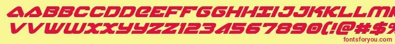 Fonte skyhawksuperital – fontes vermelhas em um fundo amarelo