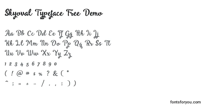 Czcionka Skyoval Typeface Free Demo – alfabet, cyfry, specjalne znaki