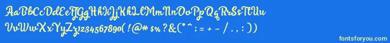 フォントSkyoval Typeface Free Demo – 黄色の文字、青い背景