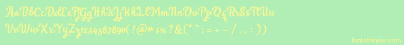 Fonte Skyoval Typeface Free Demo – fontes amarelas em um fundo verde