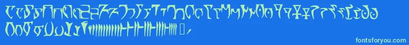 Skyrim Daedra-Schriftart – Grüne Schriften auf blauem Hintergrund