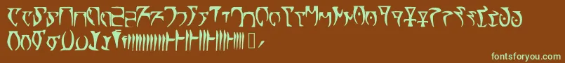Skyrim Daedra-fontti – vihreät fontit ruskealla taustalla