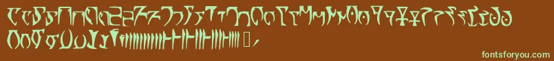 Skyrim Daedra-Schriftart – Grüne Schriften auf braunem Hintergrund