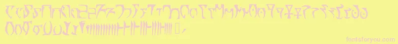 Skyrim Daedra Font – Pink Fonts on Yellow Background