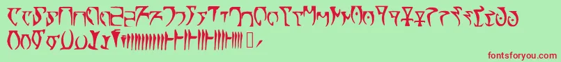 Skyrim Daedra-Schriftart – Rote Schriften auf grünem Hintergrund