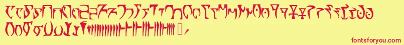 Skyrim Daedra-Schriftart – Rote Schriften auf gelbem Hintergrund