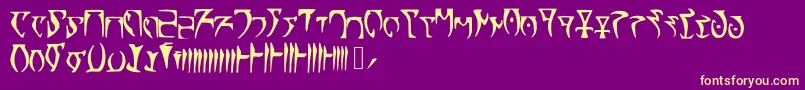 Skyrim Daedra-Schriftart – Gelbe Schriften auf violettem Hintergrund