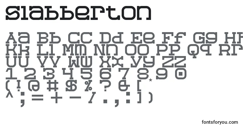 Czcionka Slabberton – alfabet, cyfry, specjalne znaki