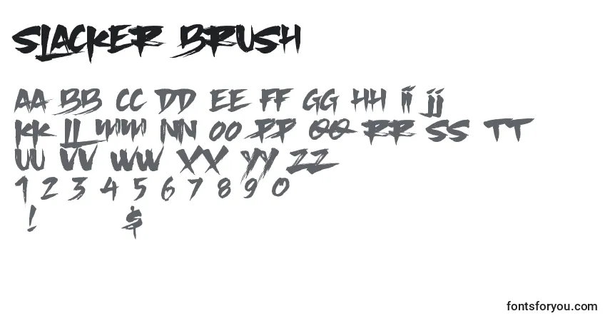 Schriftart Slacker Brush – Alphabet, Zahlen, spezielle Symbole