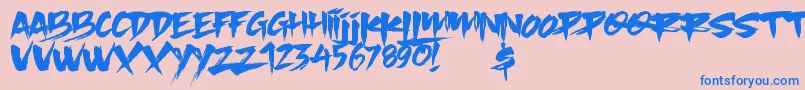 フォントSlacker Brush – ピンクの背景に青い文字