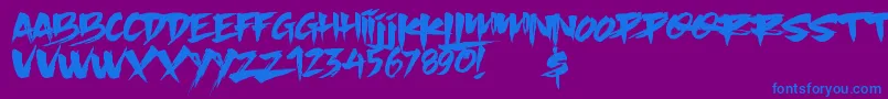 Slacker Brush-Schriftart – Blaue Schriften auf violettem Hintergrund