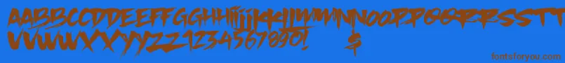 Slacker Brush Font – Brown Fonts on Blue Background