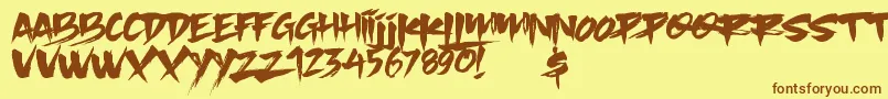Slacker Brush-Schriftart – Braune Schriften auf gelbem Hintergrund