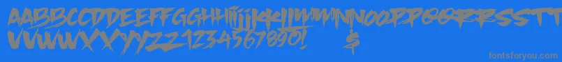 Slacker Brush-Schriftart – Graue Schriften auf blauem Hintergrund